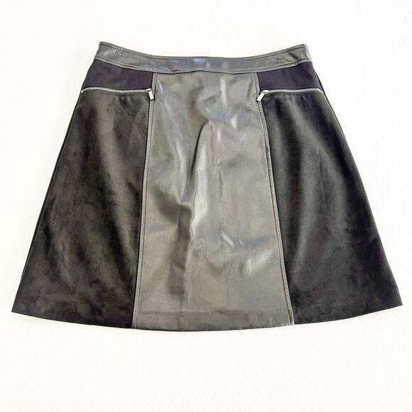 Karl Lagerfeld Paris Leather Panel Zippered Front Pencil Skirt Size 10 - Picture 1 of 5